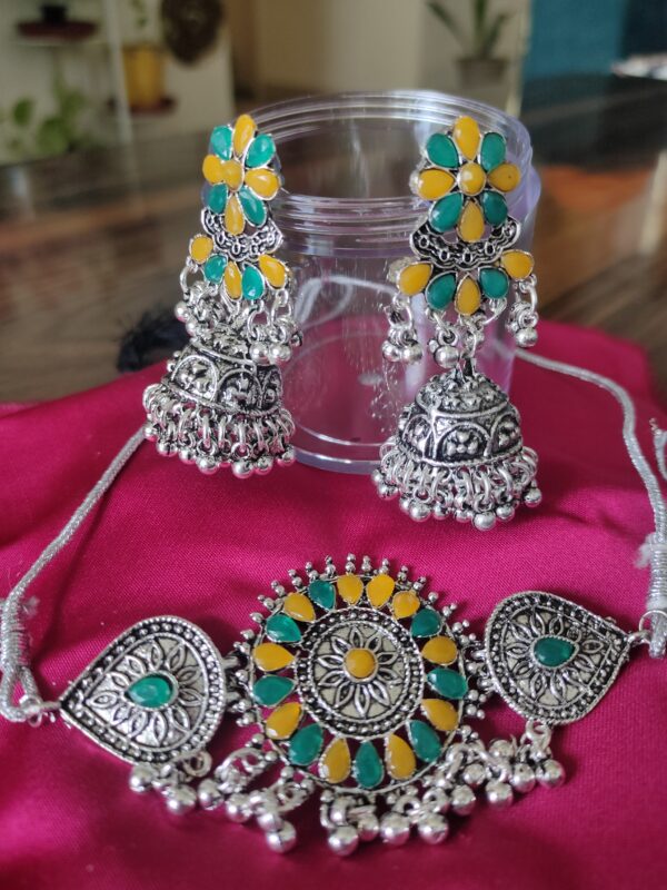 oxidised choker set and necklace